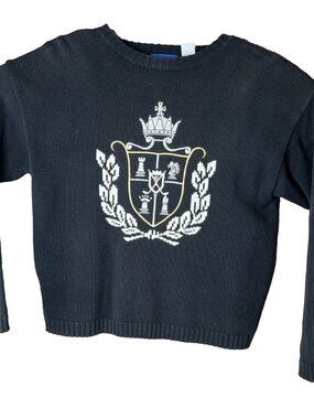 EP Pro Pullover Sweater Womens M Black with Embroidery Golf Crown Coat of Arms